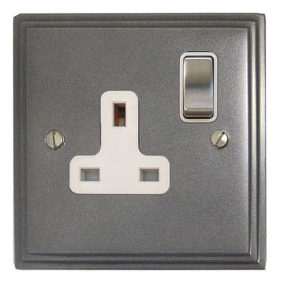 G&H VP209 Victorian Plate Pewter 1 Gang Single 13A Switched Plug Socket