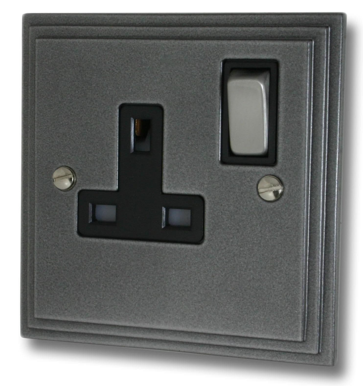 G&H VP309 Victorian Plate Pewter 1 Gang Single 13A Switched Plug Socket