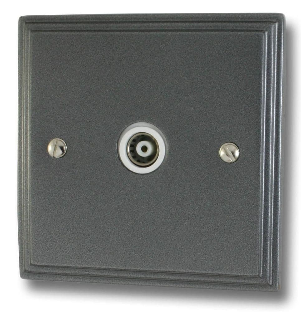 G&H VP35W Victorian Plate Pewter 1 Gang TV Coax Socket Point