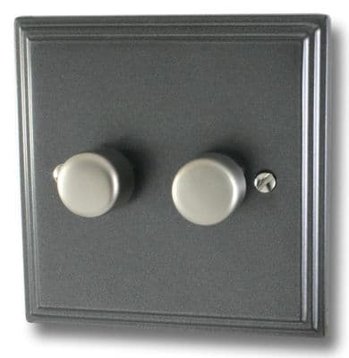 G&H VP522 Victorian Plate Pewter 2 Gang 1 or 2 Way LED Dimmer Switch