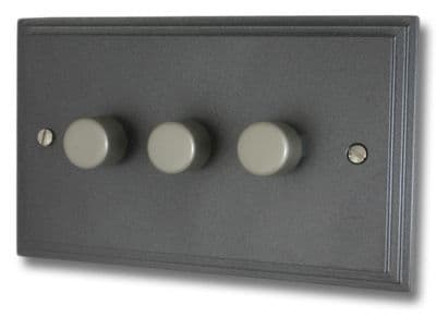 G&H VP523 Victorian Plate Pewter 3 Gang 1 or 2 Way LED Dimmer Switch