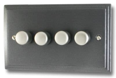 G&H VP524 Victorian Plate Pewter 4 Gang 1 or 2 Way LED Dimmer Switch