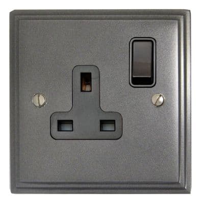 G&H VP9B Victorian Plate Pewter 1 Gang Single 13A Switched Plug Socket