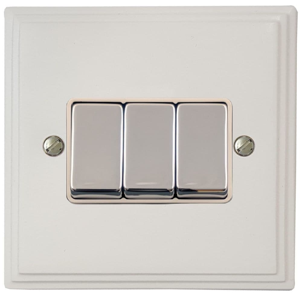 G&H VW203-PC Victorian Plate Matt White 3 Gang 1 or 2 Way Rocker Light ...