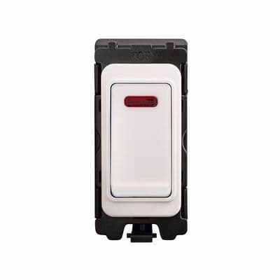 Lieber White 20A Double Pole RM Grid Switch Module with Neon SS-LL-00-SGP212-WT