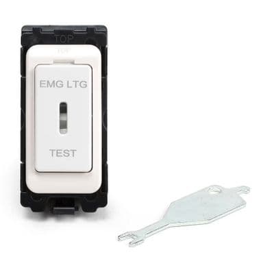 Lieber White 20AX Double Pole 'EMG LTG TEST' RM Grid Switch Module SS-LL-00-SGP710-WTU