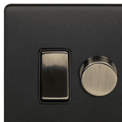 Matt Black & Antique Brass Switch & Dimmer Combinations