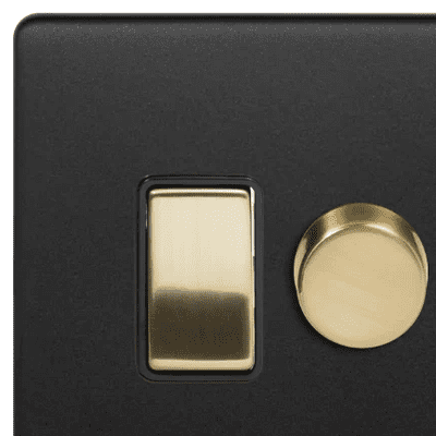 Matt Black & Brushed Brass Switch & Dimmer Combinations