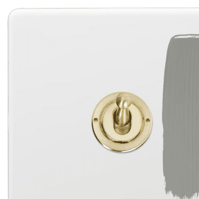 Primed Paintable Switches & Sockets Brushed Brass Inserts