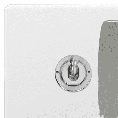 Primed Paintable Switches & Sockets Brushed Chrome Inserts