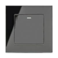 RetroTouch 1 Gang 1 or 2 Way 10A Rocker Light Switch Black Glass PG 00202