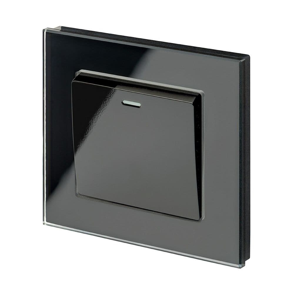 RetroTouch 1 Gang 1 or 2 Way 10A Rocker Light Switch Black Glass PG 00202