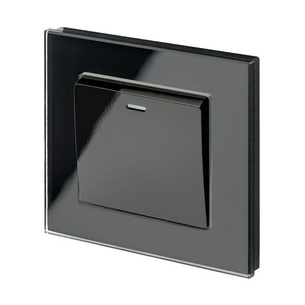 RetroTouch 1 Gang 1 or 2 Way 10A Rocker Light Switch Black Glass PG 00202