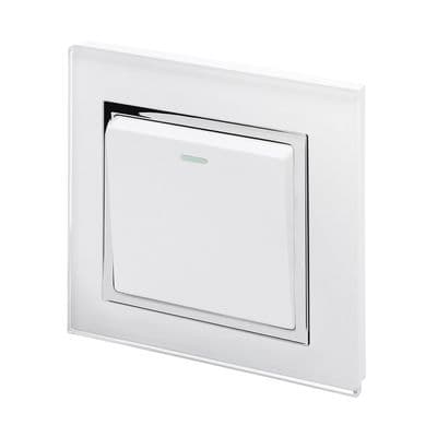 RetroTouch 1 Gang 1 or 2 Way 10A Rocker Light Switch White Glass CT 00191