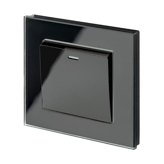 RetroTouch 1 Gang 1 Way 10A Pulse/Retractive Light Switch Black Glass PG 00197