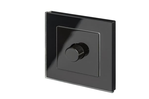 RetroTouch 1 Gang 2 Way Dimmer Switch 3-200W LED & Halogen Black Glass PG 02043
