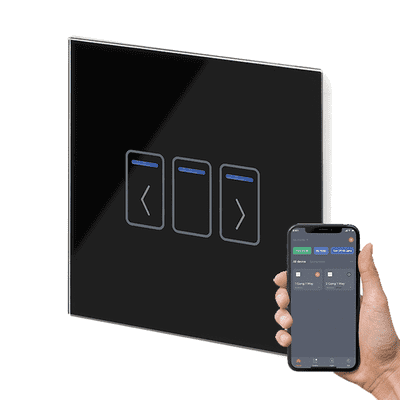 RetroTouch 1 Gang Black Glass Touch WiFi Shutter Switch 01491