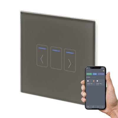 RetroTouch 1 Gang Grey Glass Touch WiFi Shutter Switch 01492