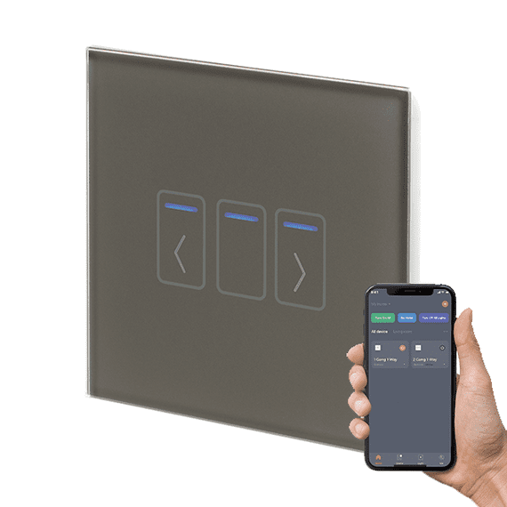 RetroTouch 1 Gang Grey Glass Touch WiFi Shutter Switch 01492