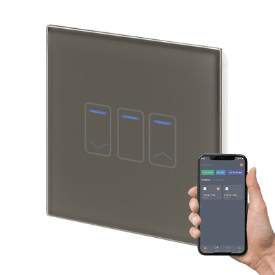 RetroTouch 1 Gang Grey Glass WiFi Touch Dimmer Switch 01482