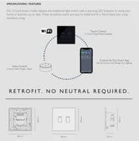 RetroTouch 1 Gang Grey Glass WiFi Touch Switch 01456