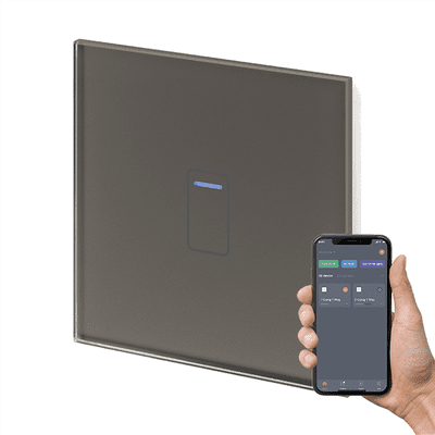 RetroTouch 1 Gang Grey Glass WiFi Touch Switch 01456