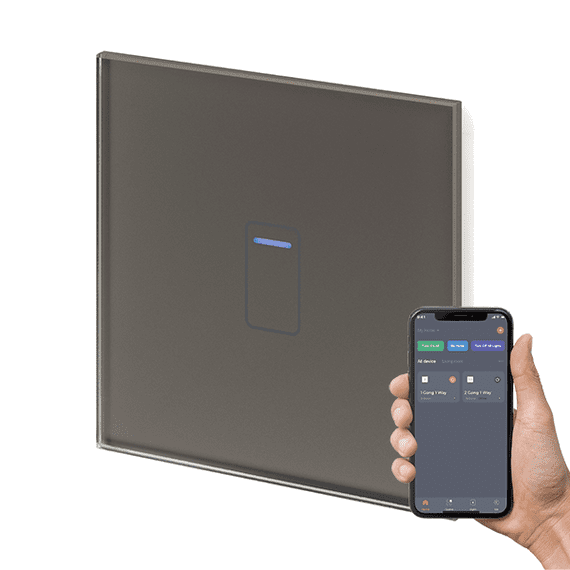 RetroTouch 1 Gang Grey Glass WiFi Touch Switch 01456