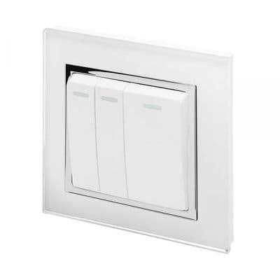 RetroTouch 1x Intermediate 2x 2 Way 10A Rocker Light Switch White Glass CT 00232
