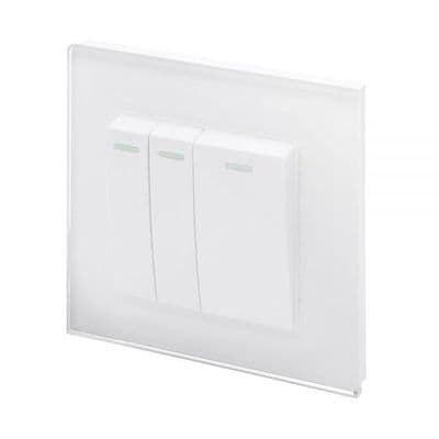 RetroTouch 1x Intermediate 2x 2 Way 10A Rocker Light Switch White Glass PG 00234