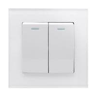 RetroTouch 2 Gang 1 or 2 Way 10A Rocker Light Switch White Glass PG 00213
