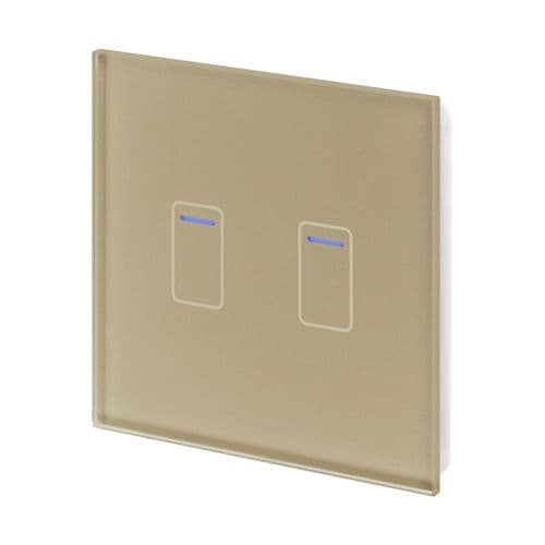 RetroTouch 2 Gang 1 Way Brass Glass Touch Dimmer Switch 01437