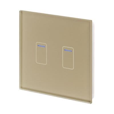 RetroTouch 2 Gang 1 Way Brass Glass Touch Switch 01420