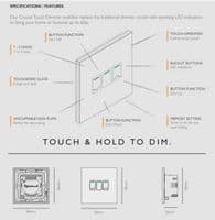 RetroTouch 2 Gang 1 Way Grey Glass Touch Dimmer Switch 01435