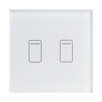 RetroTouch 2 Gang 1 Way White Glass Touch Switch 01402