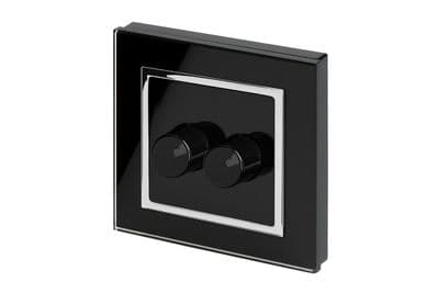 RetroTouch 2 Gang 2 Way Dimmer Switch 3-200W LED & Halogen Black Glass CT 02061