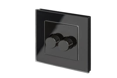 RetroTouch 2 Gang 2 Way Dimmer Switch 3-200W LED & Halogen Black Glass PG 02063