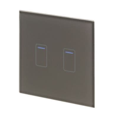 RetroTouch 2 Gang 2 Way/Intermediate Grey Glass Touch Switch 01415