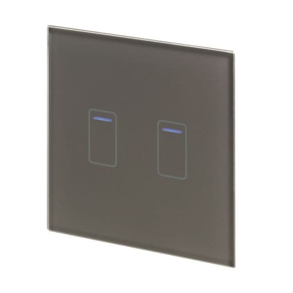 RetroTouch 2 Gang 2 Way/Intermediate Grey Glass Touch Switch 01415