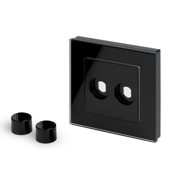 RetroTouch 2 Gang LED Dimmer Plate Black Glass PG 02073