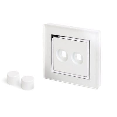 RetroTouch 2 Gang LED Dimmer Plate White Glass CT 02070
