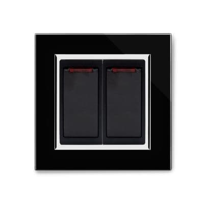 RetroTouch 20 Amp Double Pole Dual Switch with Neon Black Glass CT 04202