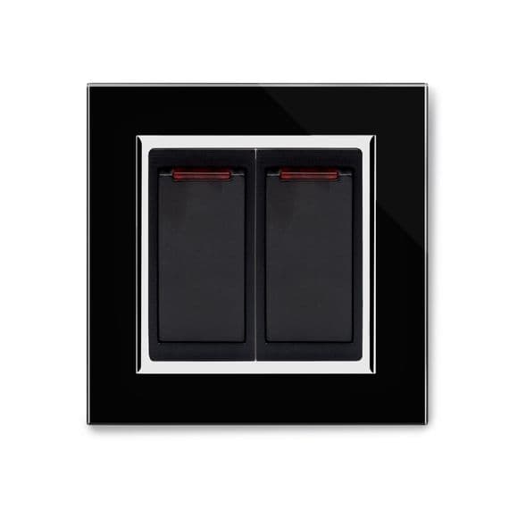 RetroTouch 20 Amp Double Pole Dual Switch with Neon Black Glass CT 04202