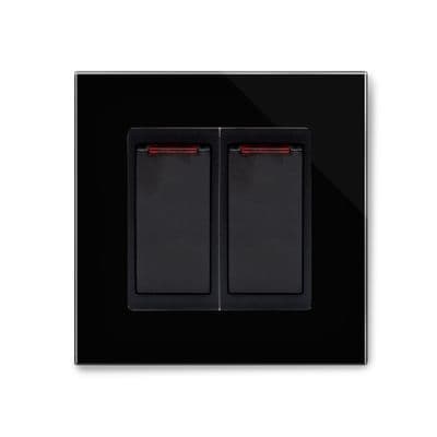 RetroTouch 20 Amp Double Pole Dual Switch with Neon Black Glass PG 04203