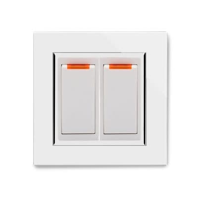 RetroTouch 20 Amp Double Pole Dual Switch with Neon White Glass CT 04201