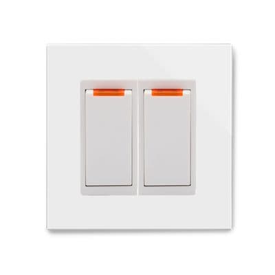 RetroTouch 20 Amp Double Pole Dual Switch with Neon White Glass PG 04204