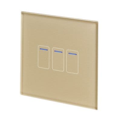 RetroTouch 3 Gang 1 Way Brass Glass Touch Switch 01422