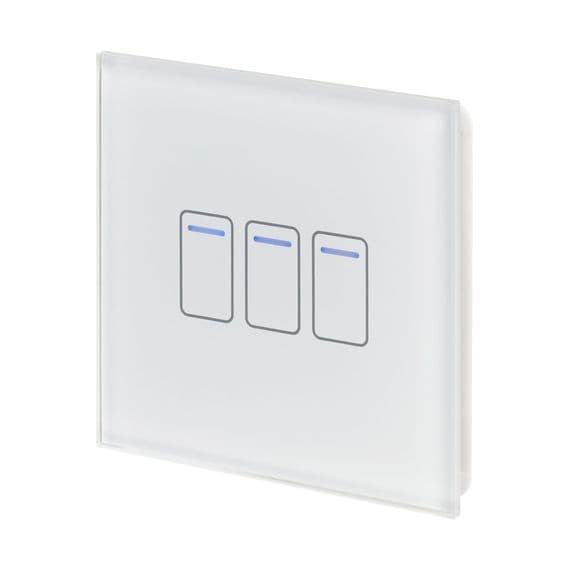 RetroTouch 3 Gang 1 Way White Glass Touch Switch 01404