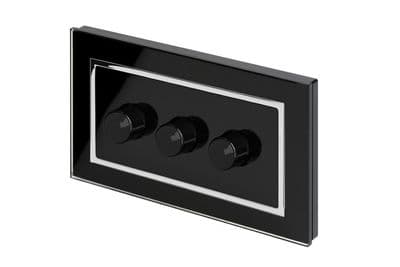 RetroTouch 3 Gang 2 Way Dimmer Switch 3-200W LED & Halogen Black Glass CT 02081