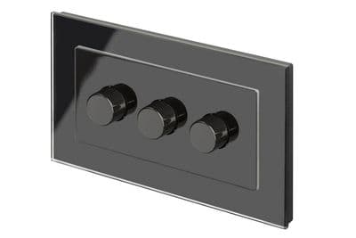 RetroTouch 3 Gang 2 Way Dimmer Switch 3-200W LED & Halogen Black Glass PG 02083