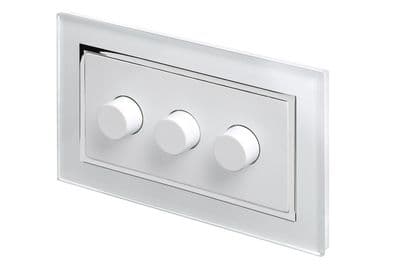RetroTouch 3 Gang 2 Way Dimmer Switch 3-200W LED & Halogen White Glass CT 02080